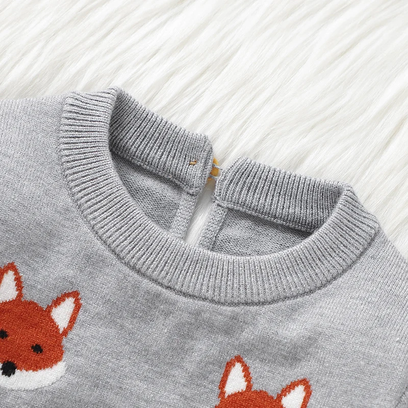 Newborn Baby Romper Knitted Infant Girls Boys Jumpsuit Cute Cartoon Fox Autumn Kid Clothing Children Overalls 0-18M Outfits Warm