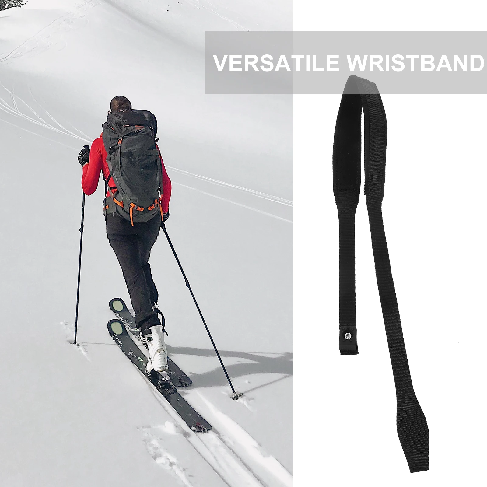 

Ski Pole Wristband Black Trekking Cane Strap Adjustable Ski Stick Strap Walking Stick Wristband Outdoor Sports