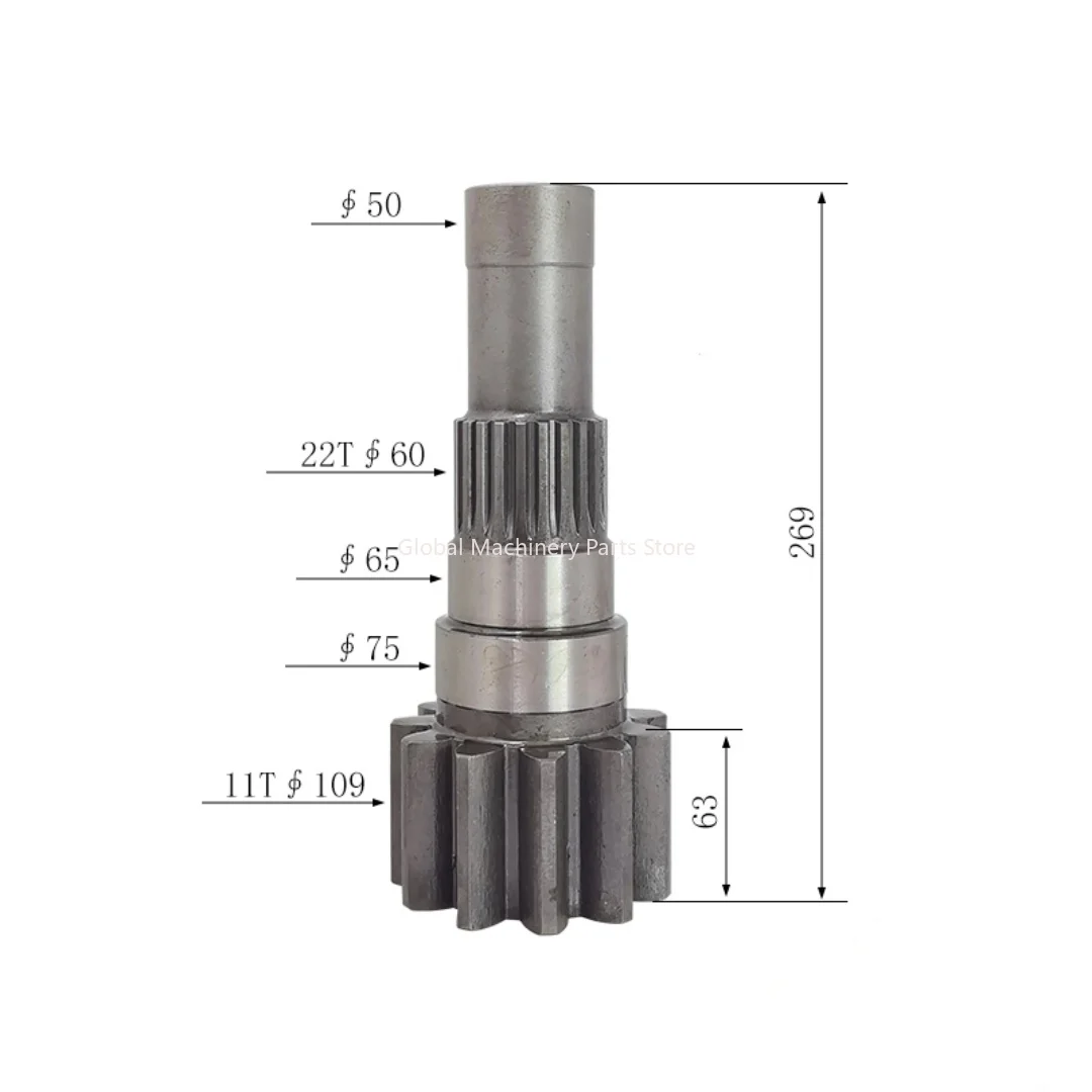 Suitable for the rotating vertical shaft gear of the excavator's rotating motor gearbox, 11/22 teeth, 269H
