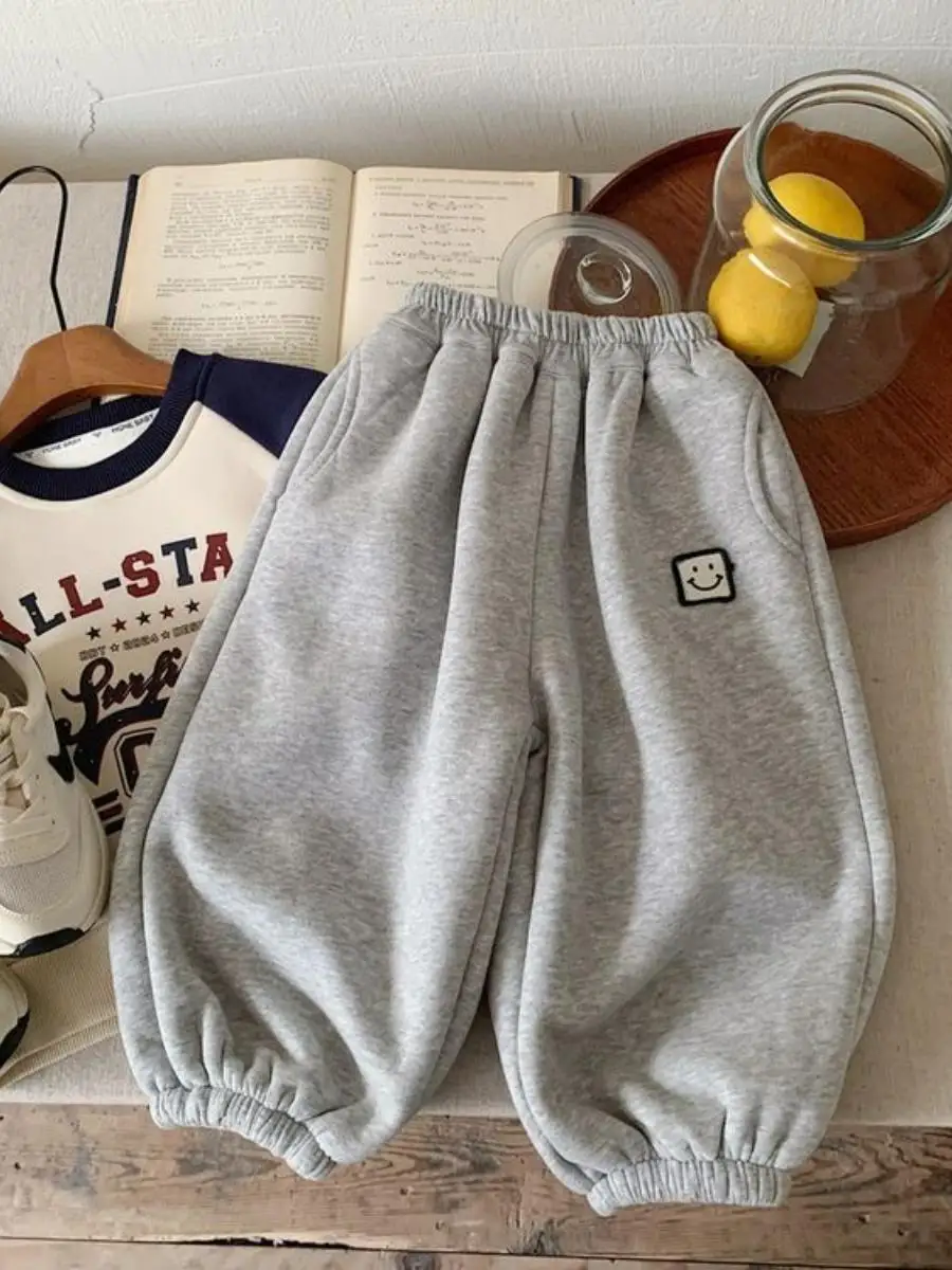 กางเกงเด็ก Thiened Fce สำหรับฤดูใบไม้ร่วงและฤดูหนาว  แฟชั่นลำลองสำหรับเด็กผู้หญิง กางเกงขายาวอุ่นสบายสำหรับฤดูหนาว กางเกงลำลองสำหรับเด็ก