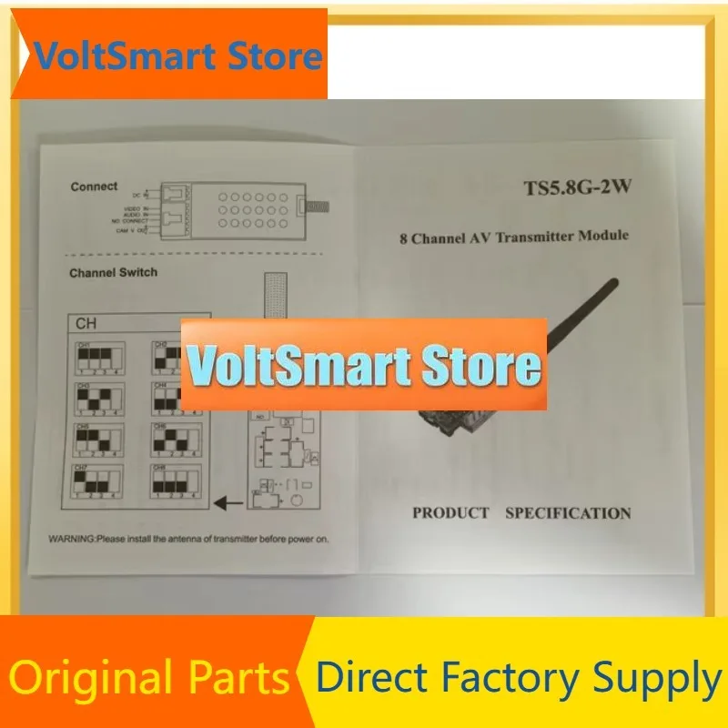 VoltS5.8G 2W 8 Channel Wireless Transmitter For RC Models High Power TS5 8G FPV Drone Video Transmission System