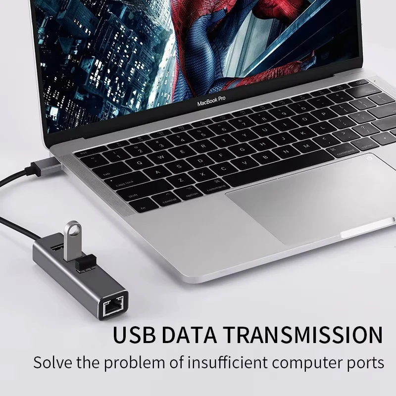 محطة إرساء 4 في 1 USB 3.0 من النوع C HUB 3 منافذ USB3.0 HUB USB إلى Rj45 جيجابت إيثرنت محول لأجهزة الكمبيوتر المحمول التي تعمل بنظام Windows MacOS