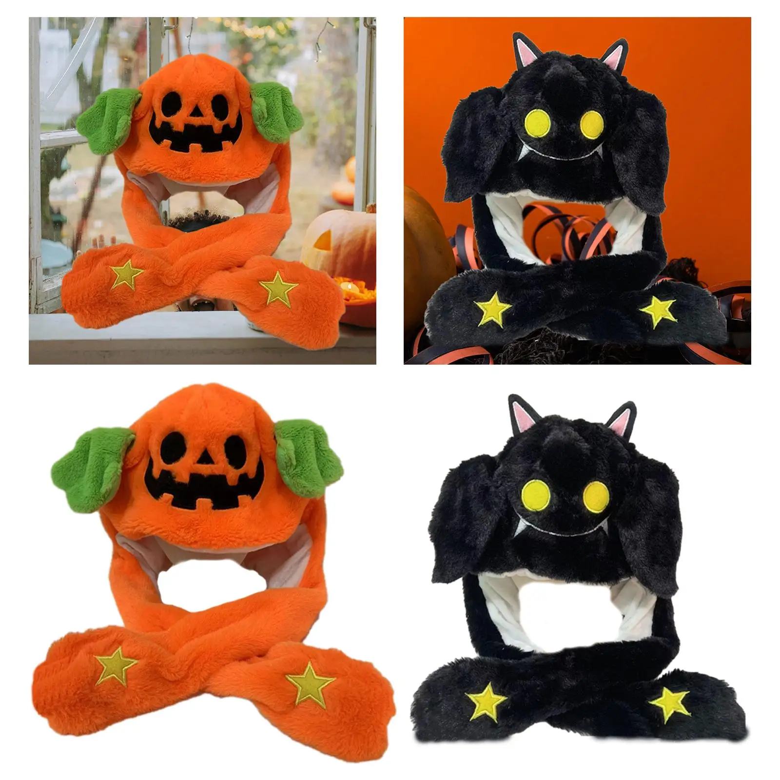 مضحك القطيفة الأذن تتحرك القفز قبعة قبعة الأذن هدايا دافئة أغطية الرأس غطاء الرأس لجميع القديسين صور الدعامة عطلة الشتاء #1