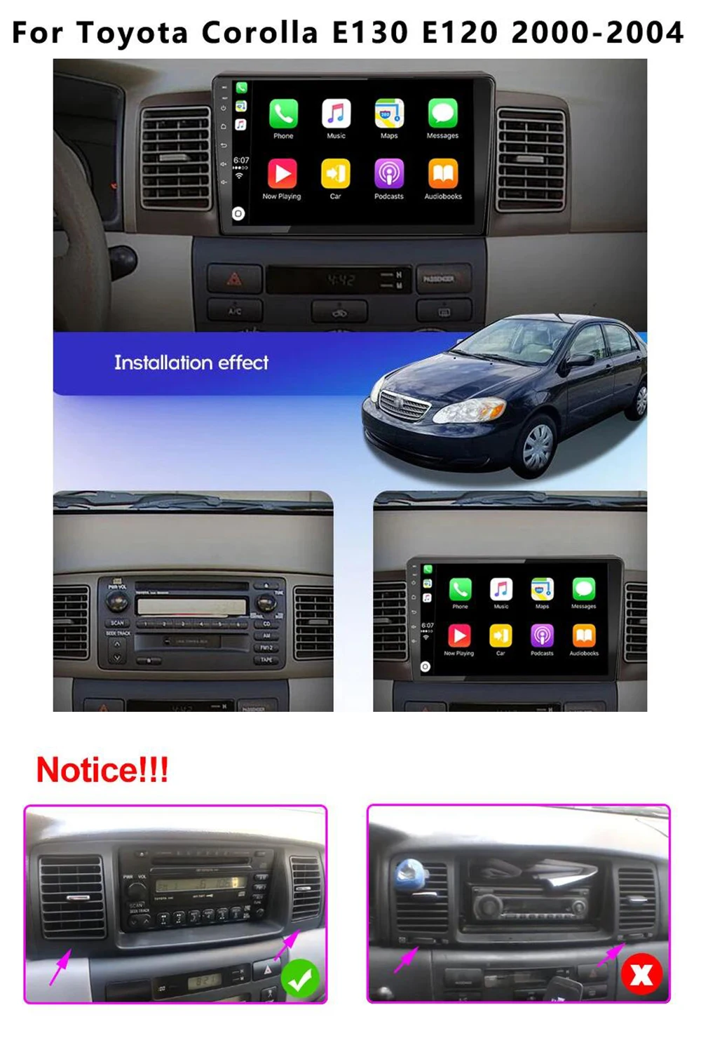 For Toyota Corolla E120 e 120 BYD F3 2007-2011 IPS Screen 4G NET Android 13 Car Radio Video Player carplay