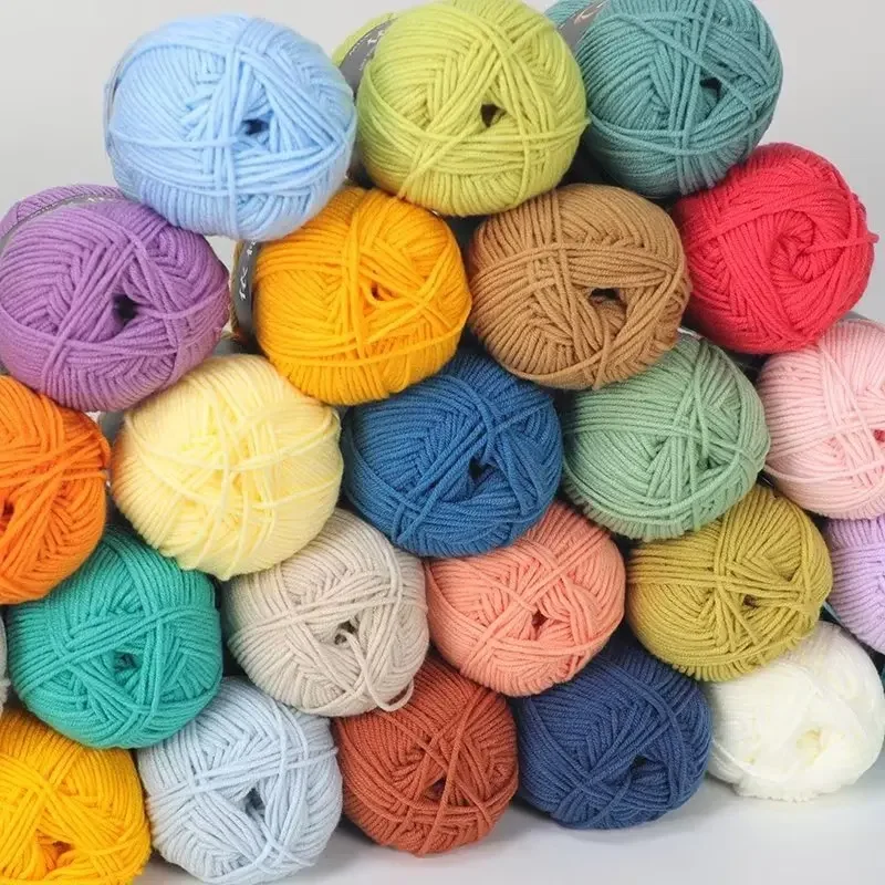 4ply Milk Cotton Knitting Wool Yarn Needlework Dyed Lanas For Crochet Craft Sweater Hat Dolls At Low Price Tufting Wool 50g/Set