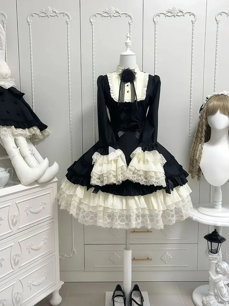 

Sweet Bla Lolita Princ Dr комплект из двух предметов с плащом для женщин осень-зима модный ансамбль длинный све кружевной дизайн