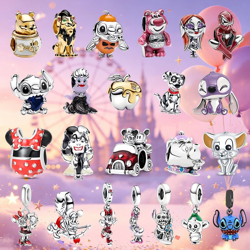 925 Silver Gold Bear And King Of Beasts Red Bow Mouse Pendant Suitable For Bracelet Necklace Diy Girl Birthday Christmas Gift