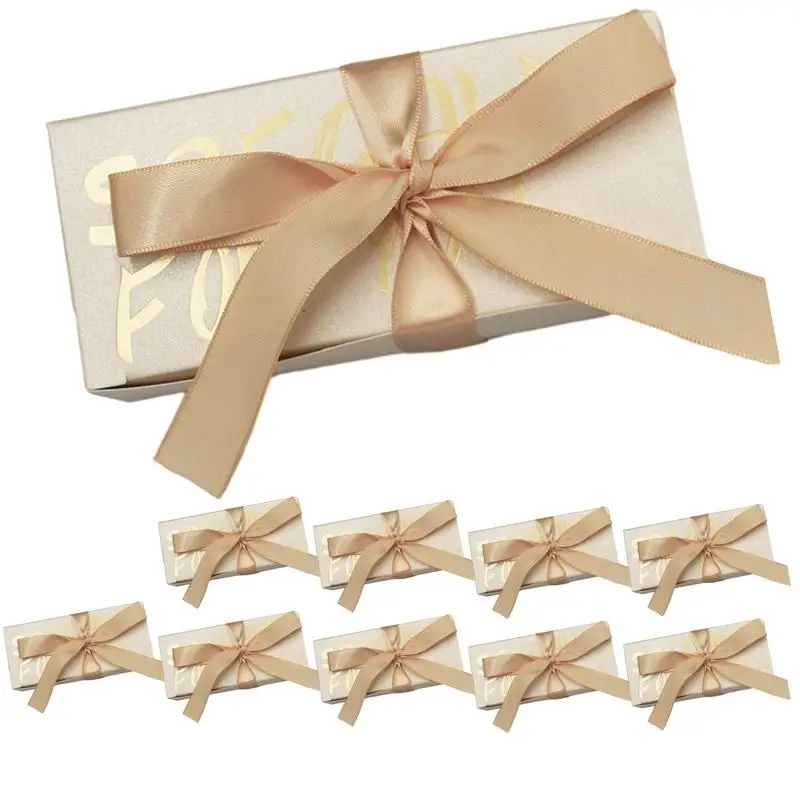 Candy Boxes For Wedding Favors 10X Exquisite Silk Ribbon Party Favor Treat Boxes Wedding Crafting Cookie Boxes Small Favor Boxes