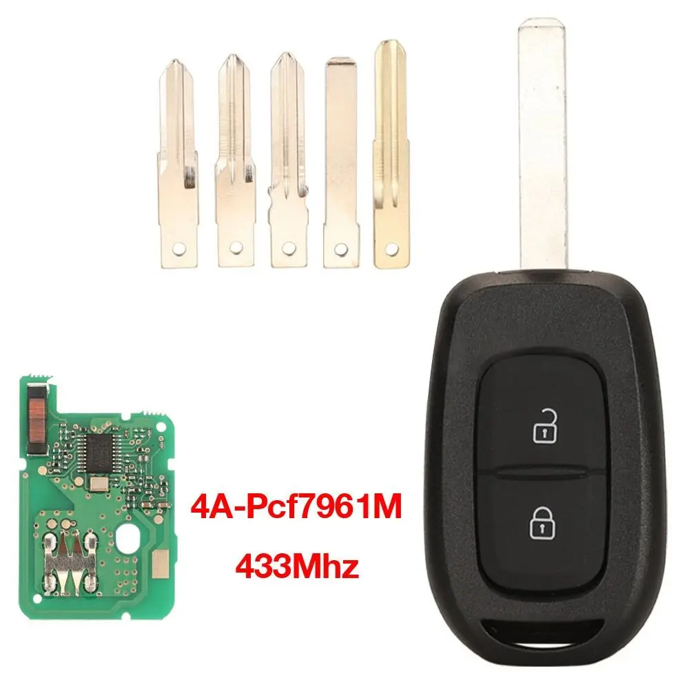 2 Button Car Remote Key PCF7961M 433Mhz Remote Key Fob 4A Chip for Renault/Sandero/Dacia/Logan/Lodgy/Dokker/Duster/Trafic