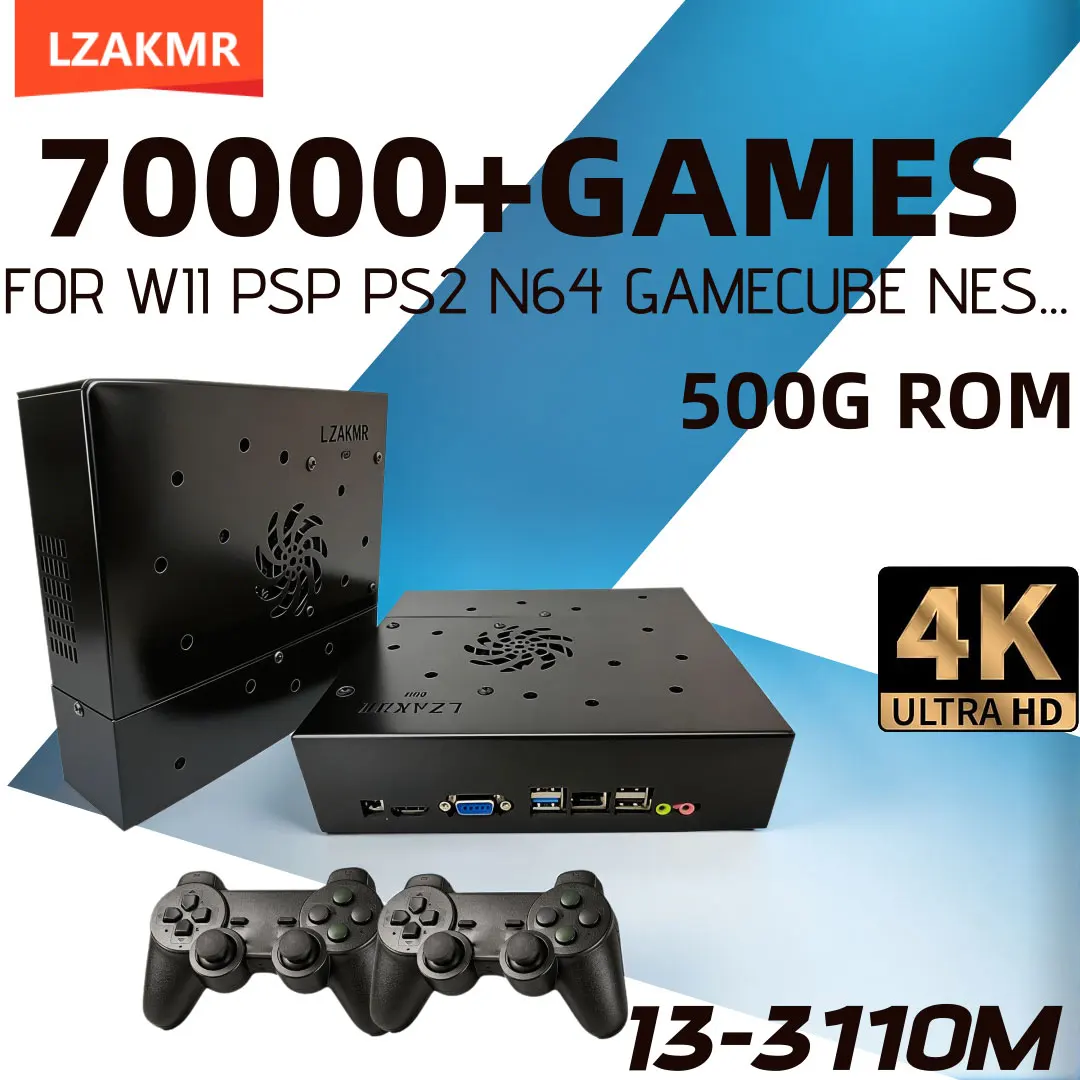 

Ретро-игровая приставка X8 с 70000+ играми, поддержка 60+ эмуляторов для Wii, PS2, DC, PSP, NGC, N64, 500 ГБ, Win11 и Batocera, подарок для детей