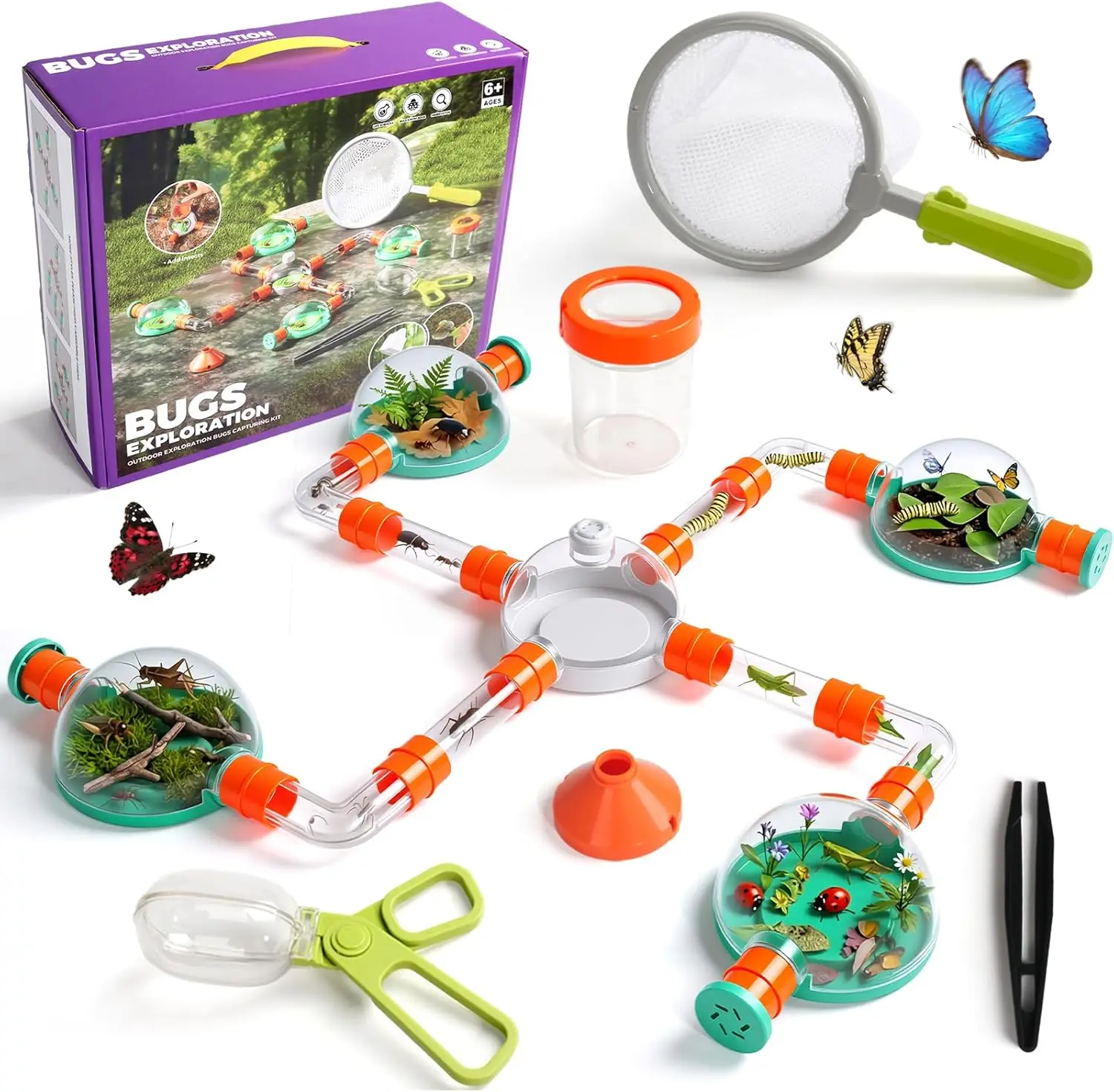 

Kids Bug Catcher Kit with Insect Net, Tweezers & Habitat, Outdoor Toy for Ages 4-12