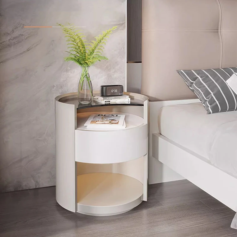

Modern White Nightstand Minimalist Round Korea Trendy Nordic Night Table Space Saving Muebles Para El Hogar Bedroom Furniture