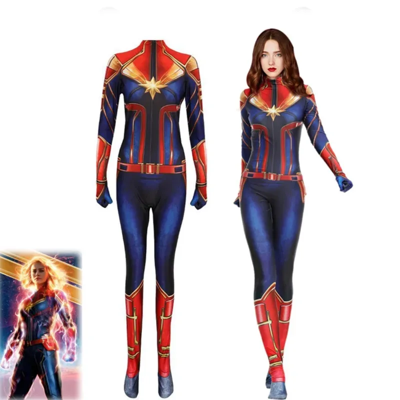 

Superhero Captain Marvel Cosplay Costume Movie The Avengers Cosplay Bodysuit Jumpsuit Halloween Costume for Kids