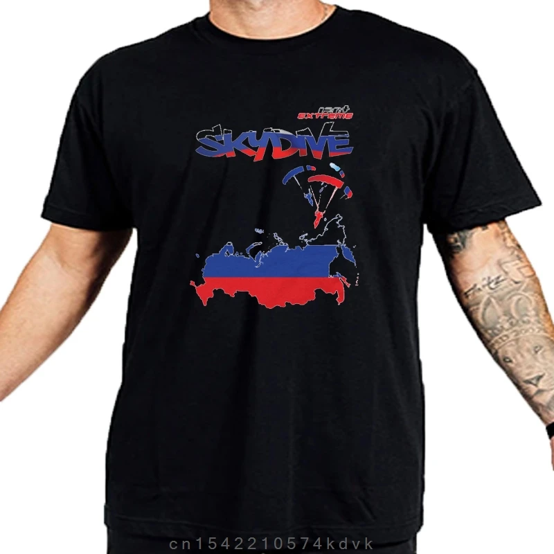 T-Shirt Skydive All World russie. T-shirt manches courtes col rond homme, estival et en coton, S-3XL