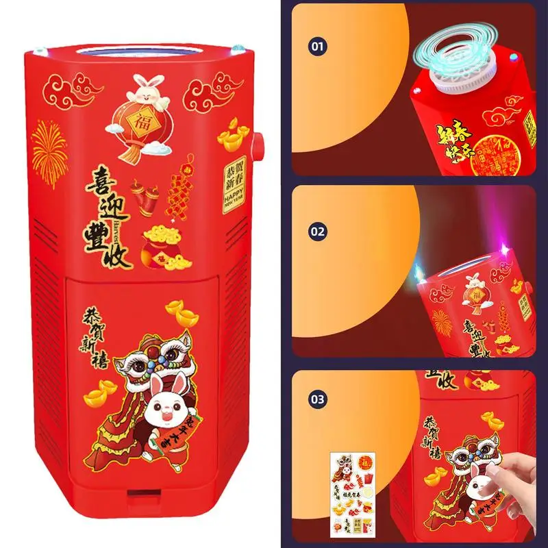 2025 السنة الصينية الجديدة التلقائي آلة فقاعة تقليد الألعاب النارية فقاعات كهربائية مع ضوء الموسيقى حفل زفاف الأطفال هدية