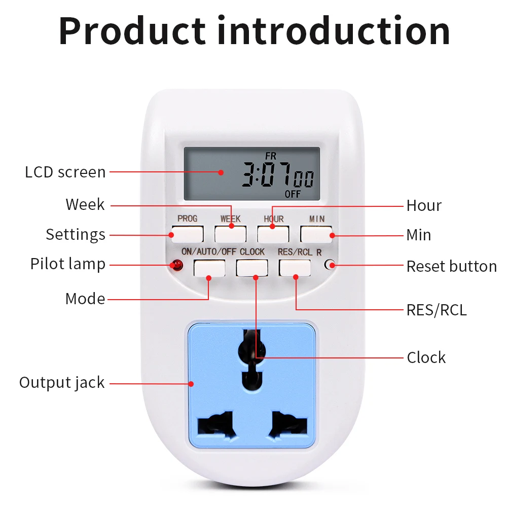 EU Plug Electronic Digital Timer Switch Cyclic Kitchen Timer Outlet Programmable Timing Socket 220V Xharging Countdown Switch