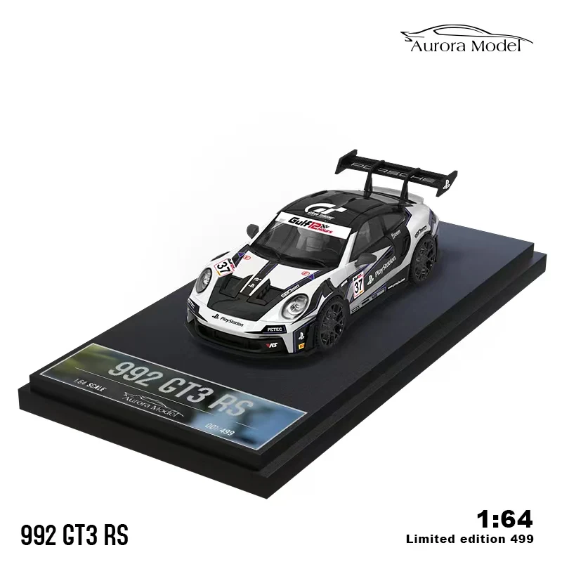 Aurora-Modèle de voiture jouet en alliage moulé sous pression, exposition de collection de véhicules de sport, RWB992 GT3 RS, 1:64