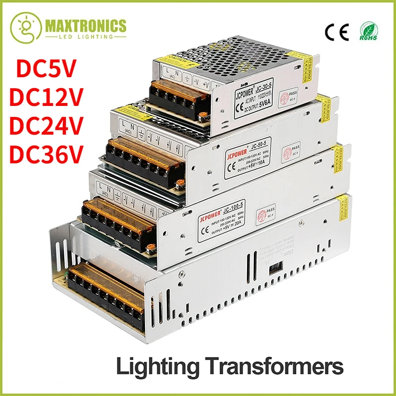 5V 12V 24V Switch LED Power Supply Transformer 1A 2A 3A 5A 6.5A 8.5A 10A 12.5A 16.5A 20A 25A 30A 40A 50A 60A For WS2812B SK6812