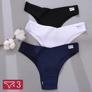 3Pcs/Set Cotton Women Briefs Sexy Low Rise Panties Female Seamless Underwear Breathable Underpants Girls M-XL Intimates Lingerie