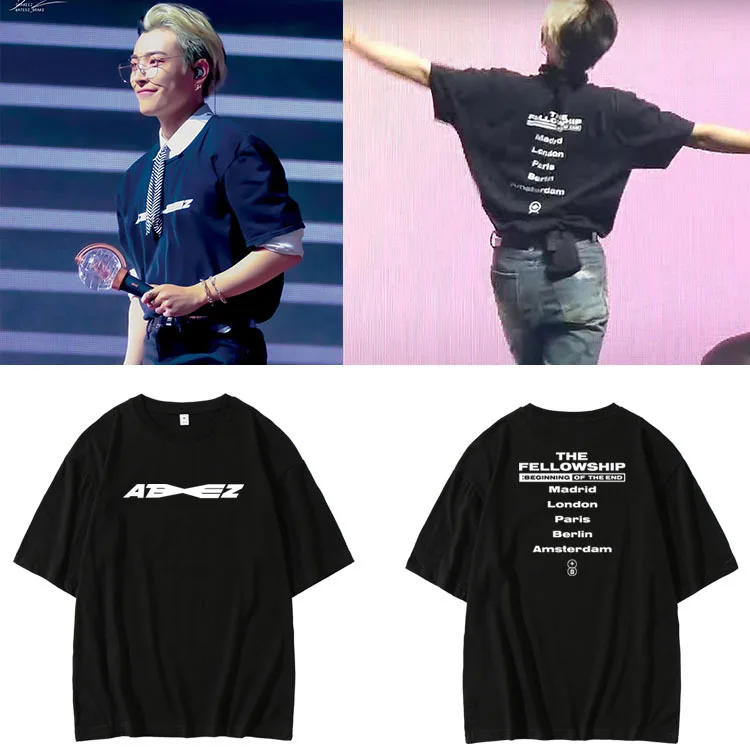 2023 New ATEEZ THE FELLOWSHIP T-shirt Men/Women Summer Fashion Kpop T-shirts ATEEZ Merch Tees Tops