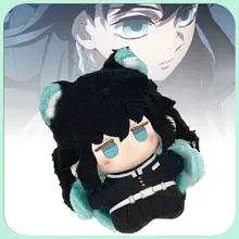 10cm Demon Slayer Tokitou Muichiro Plush Toy High Quality Figure Toy Cartoon Game Anime Cosplay Toy Body Squeaking Plush Pendant