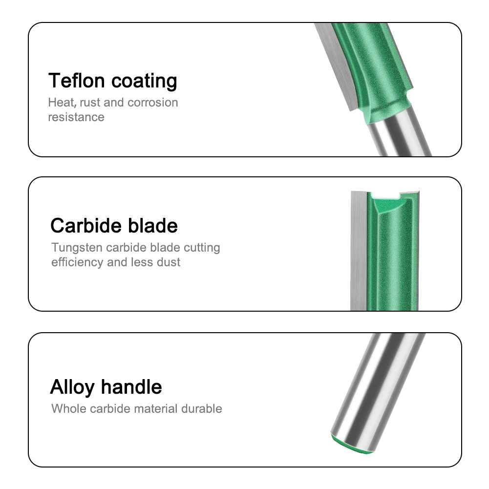 3-20PCS Router Bit Set, 8mm Shank Single Double Flute Straight Bit Milling Cutting, Cemented Tungsten Carbide Milling Cutting