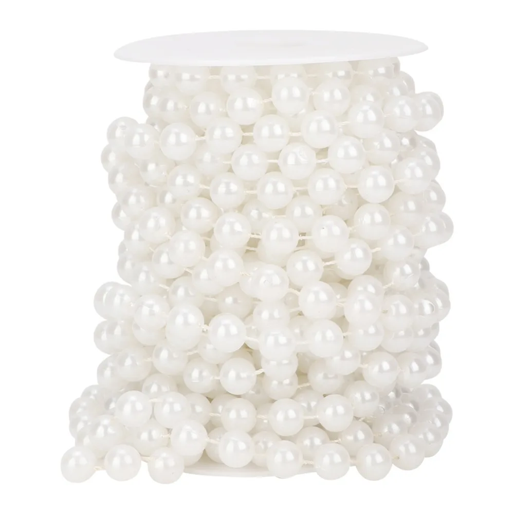 

Beaded Trim 12 MM Imitation Pearl Garland White Beige Pearl Connecting Beads 33 Feet Faux Pearl Garland DIY Crafts