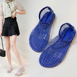 Mesh Breathable Rhinestone Fashion Versatile Women's New Foreign Style Niche Belt Flat Soft Soled Mary Jane Shoes Womens Shoes