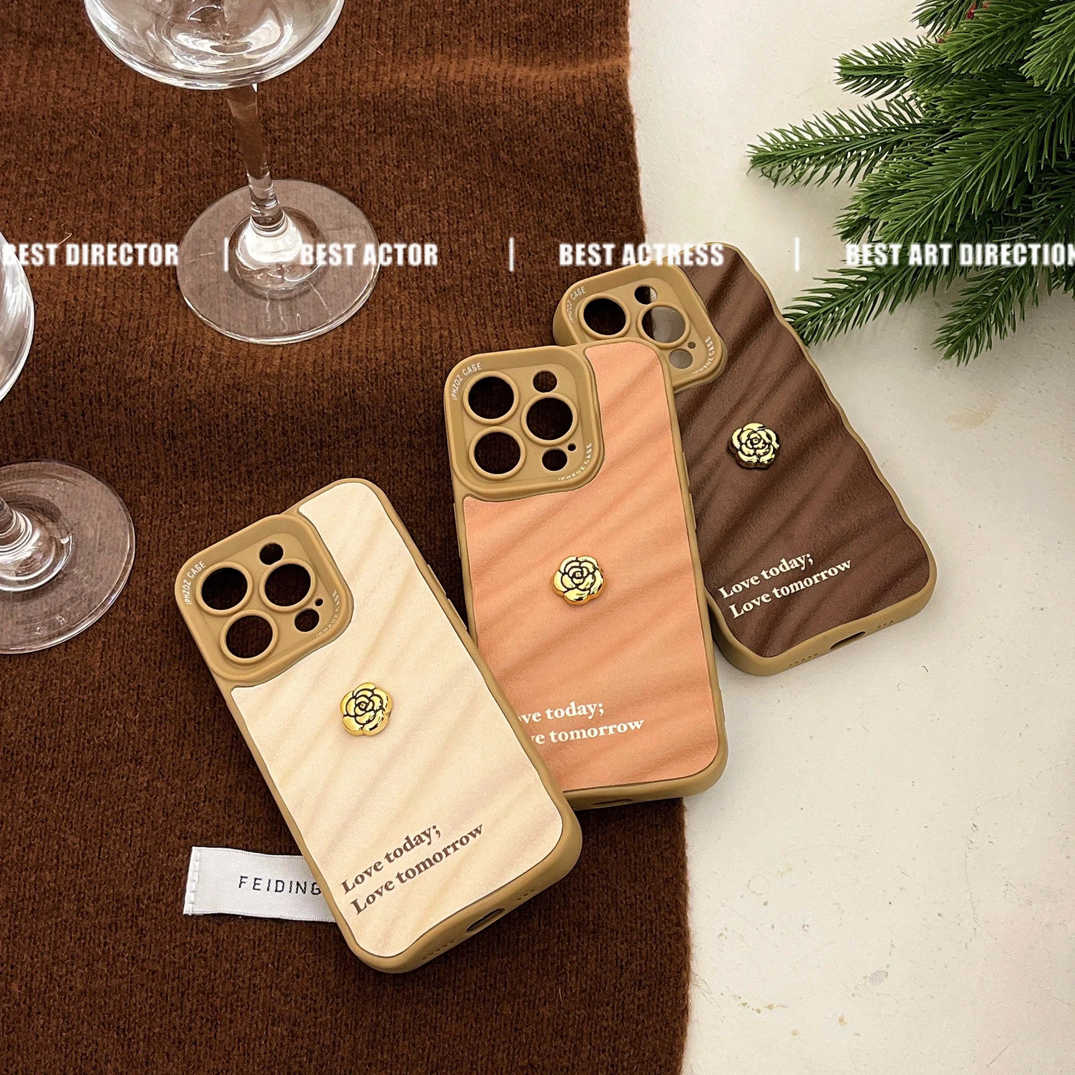 Wavy veneer Solid colored flowers pattern case for iPhone 14Promax 14Pro 14 13 13Pro 13Promax 11 15 15Promax 12Promax soft shell