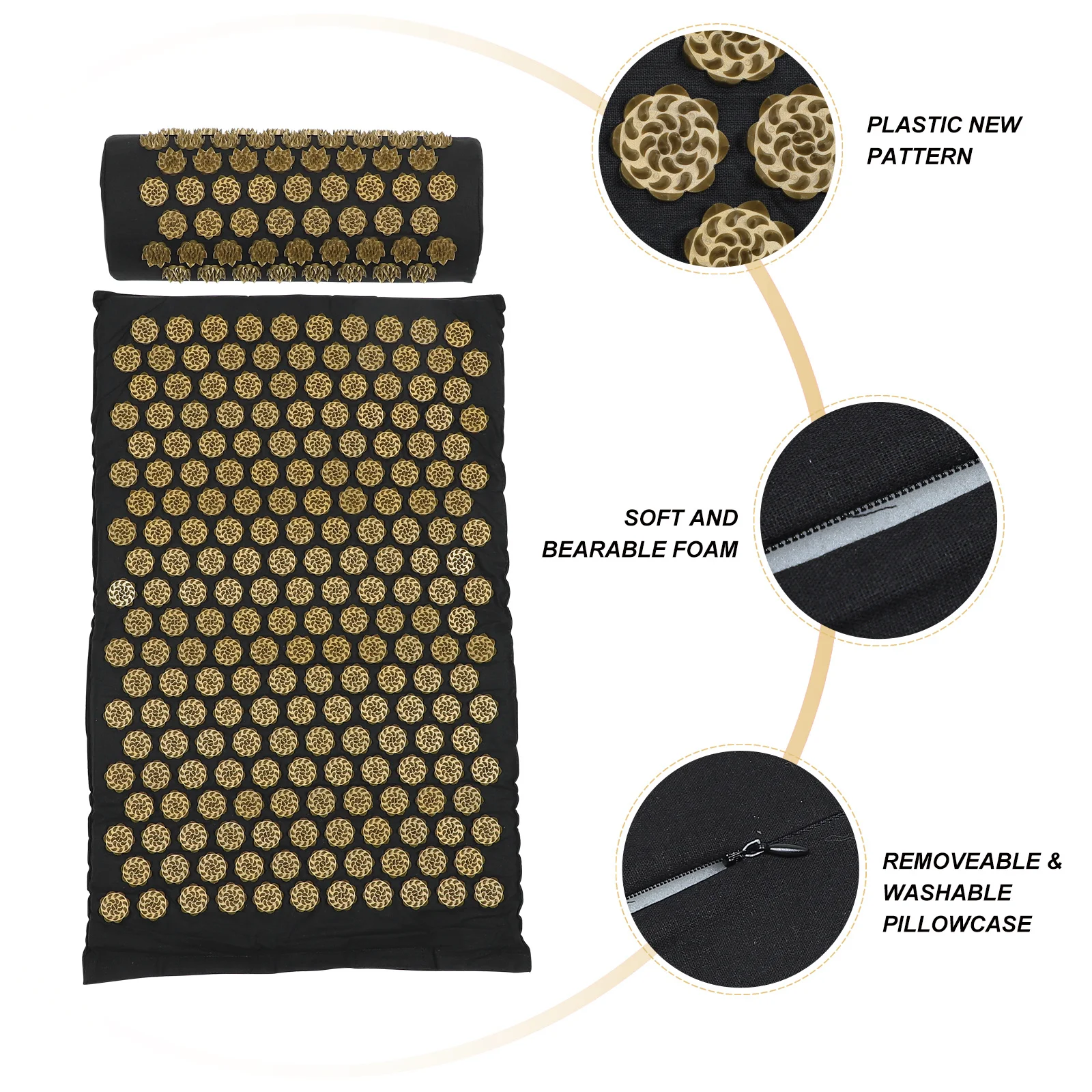 2 قطعة بساط التدليك وسادة مجموعة رمادي قابل للطي قابل للغسل اليوغا ممارسة حصيرة العلاج بالابر الإغاثة شياتسو وسادة عدم الانزلاق #4