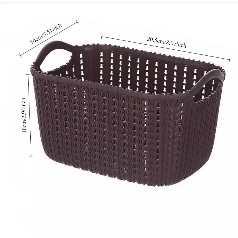 1Pc Imitation rattan storage basket Desktop storage basket sundry storage box snacks bathroom wash storage basket