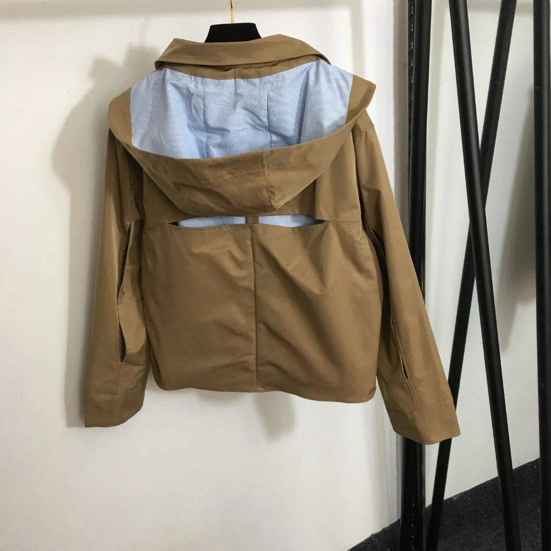 

Women's Fashion Belt Cropped Coat Long Sleeve Lapel Short Jacket Retro Chic Single Breasted Trench Coat Women's Clothing