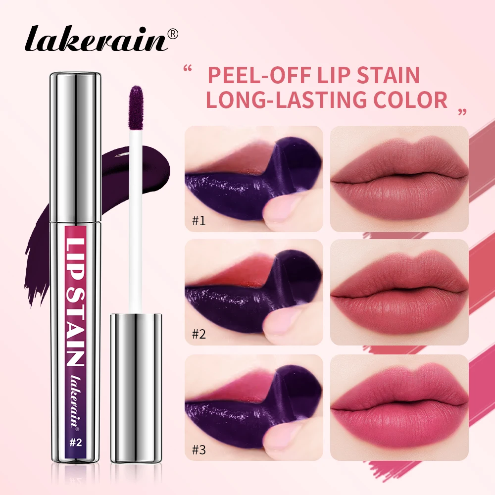 3 Colors Peel Off Lip Stain Reveal Long Lasting Waterproof Pink Lip Tint Transfer Proof Non-stick Cup Lip Stain Women's Cosmetic