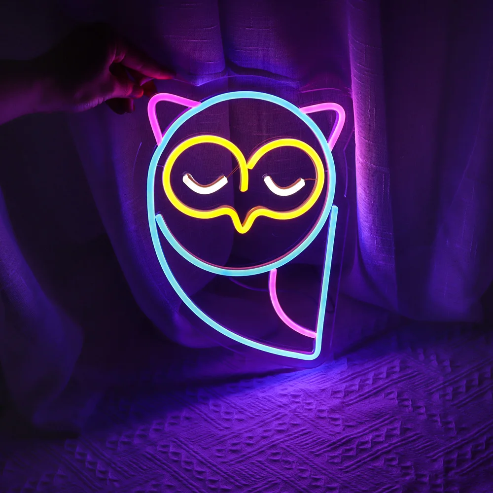 led owls neon sign with acrylic backboard, led neon sign,beautiful led neon sign,flexible led neon