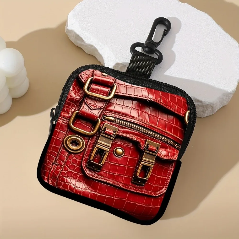 Creative Mini Coin Purse Imitation Leather Bag Pattern Portable Wallet for Women Durable PVC Zipper Storage Bag Friends Gift