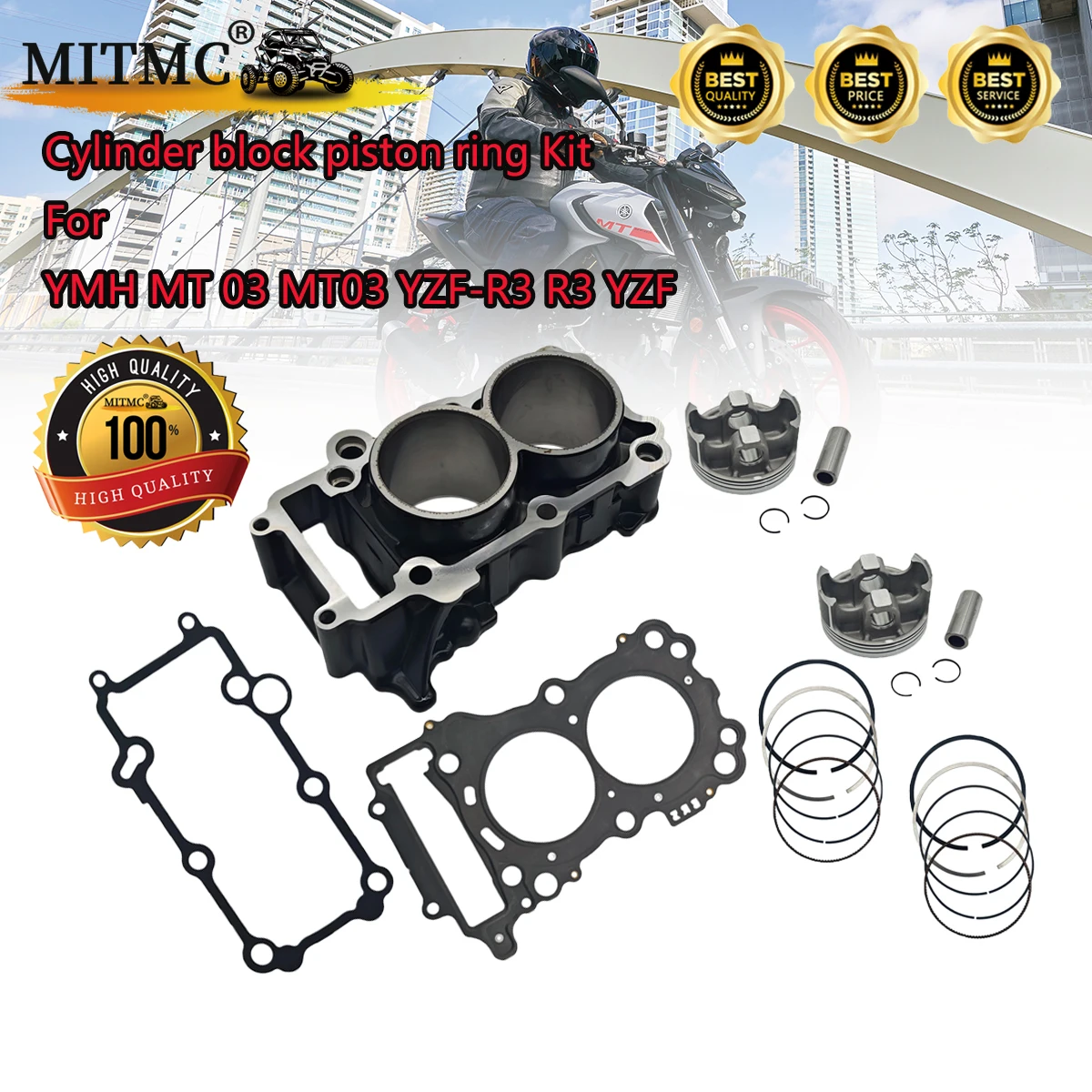 MITMC Cylinder block piston ring Kit (68mm ) For YMH 321cc Motorcycle MT 03 MT03 YZF-R3 R3 YZF  Engine Parts 2MS-E1311-00