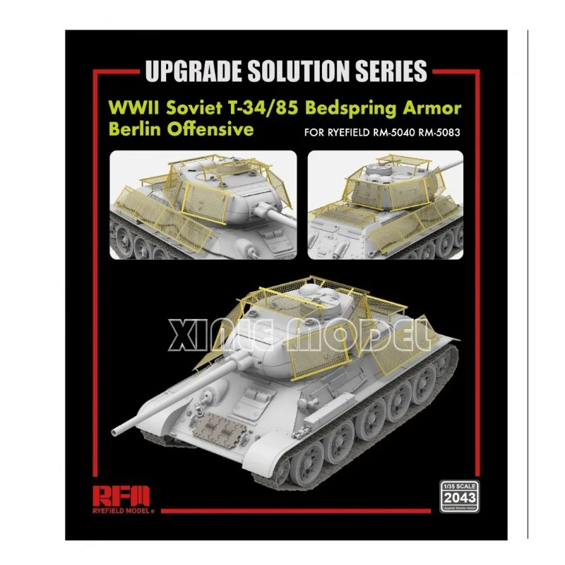 

Ryefield model RM-2043 1/35 WWII Soviet T-34/85 Bedspring Armor Berlin Offensive，for RM5040/5083