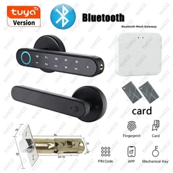 Tuya SmartLife APP Fingerprint Electronic Lock Single Latch Lock Dead Bolt  Key/Password/APP Unlock Indoor Wooden/Metal Door