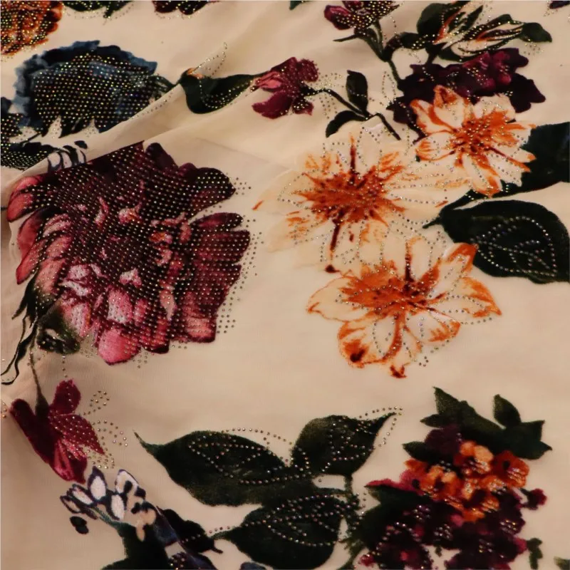 Velvet woven embossed with and patterns brocade fabric nightgown evening dress cheongsam