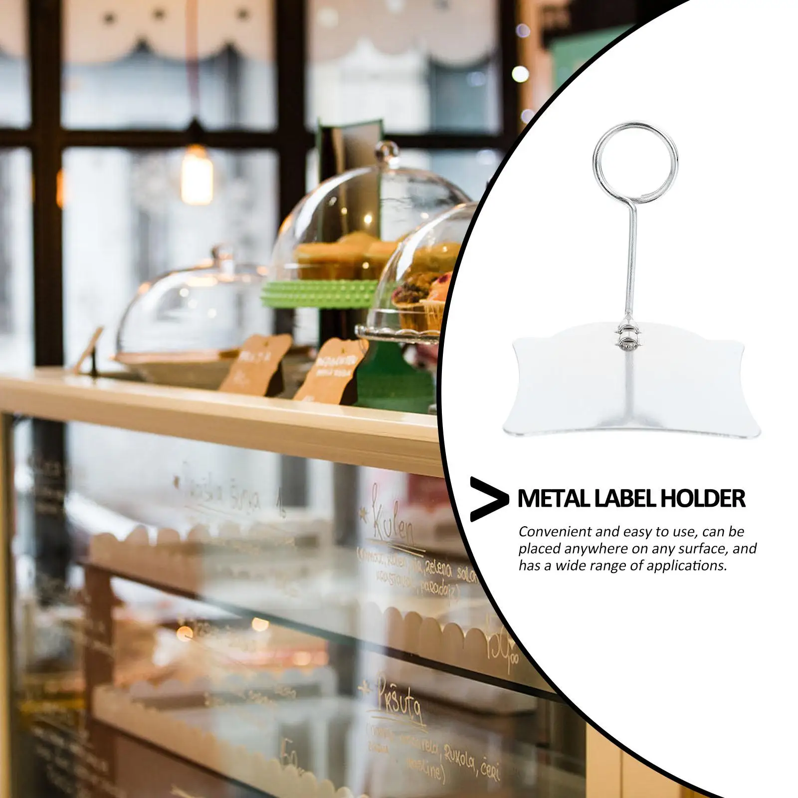 5 Pcs Silver 5cm Price Tag Clips Reusable Label Display Holders Food Sign Rack Menu Shelf Stand Folder Organizer