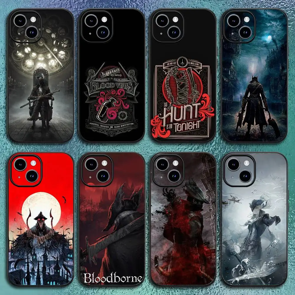 Bloodborn B-Bloodborn Game Handyhülle für iPhone 17 12 13 14 15 16 Pro Max Plus Klassische schwarze Softshell
