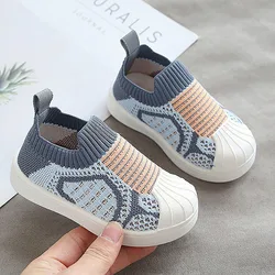 Katoenen Gebreid Kinder Sport Sneakers Ademende Peuter Schoenen Voor Baby Anti-Gladde Vloer Schoenen Meisjes Sneakers