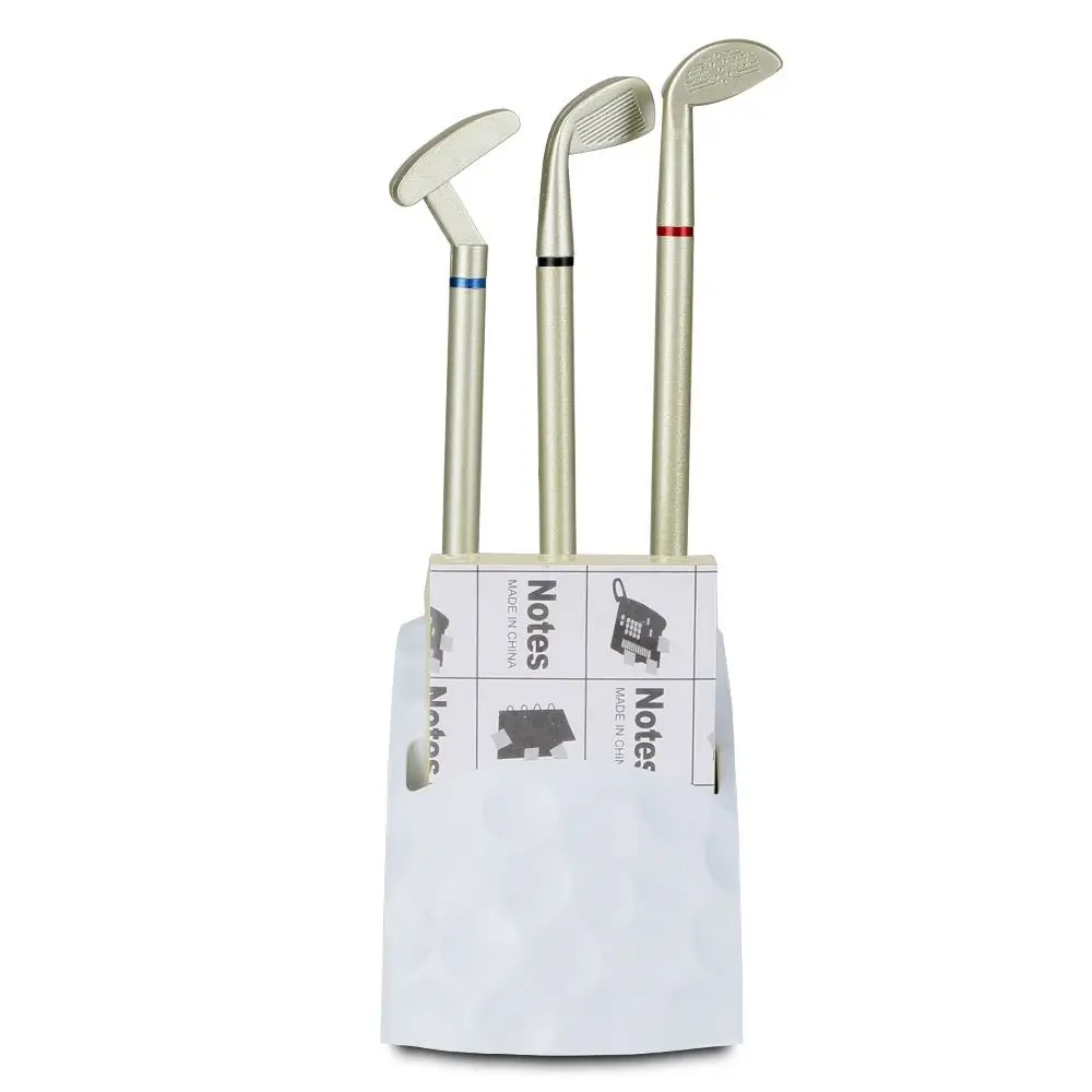 

1 set Golfer Pens Mini Desktop Golf Decoration Decoration Anti Slip Base Golf Ball Pencil Holder 3 Colors Novelty Golf Pen Set