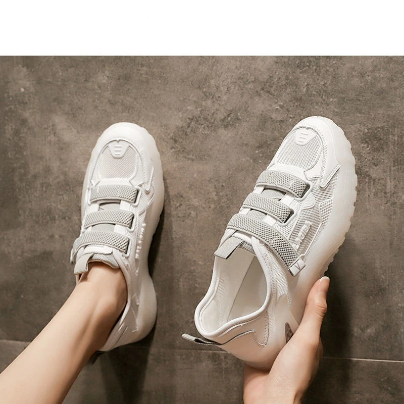 Women's Summer Sports Breathable Mesh Casual Flat White Shoes Students Thin Section Running Shoes Non-slip Comfortable Sneakers