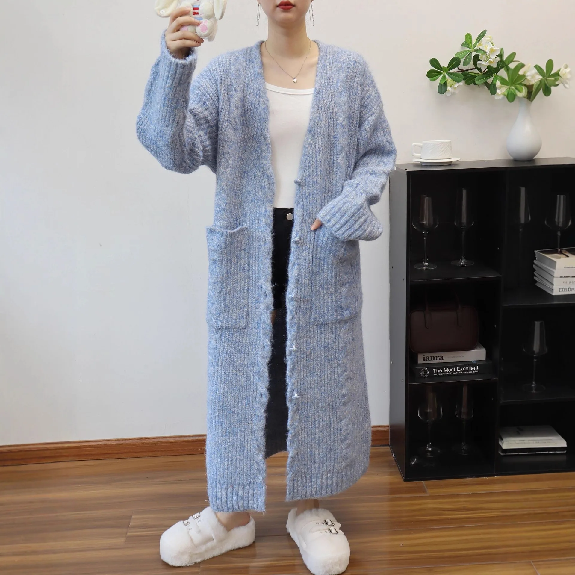 

Cardigan Women Long Coat Sweaters Coats Jackets Full Sleeve Jumpers Y2k Streetwear Elegant Knit Casual Loose Autumn Winter