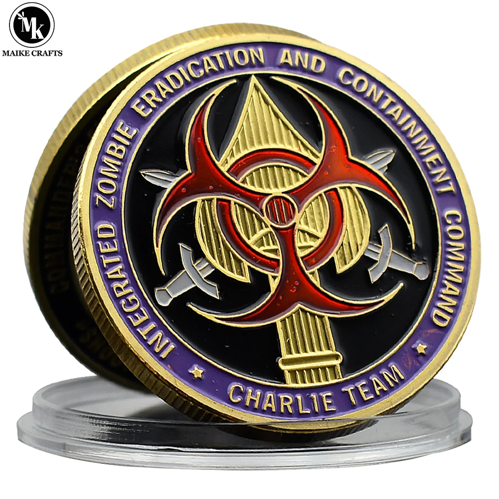 

Zombie Elimination Challenge Coin Gold Plated Metal Chemical Crisis Commemorative Medal Collection Gift