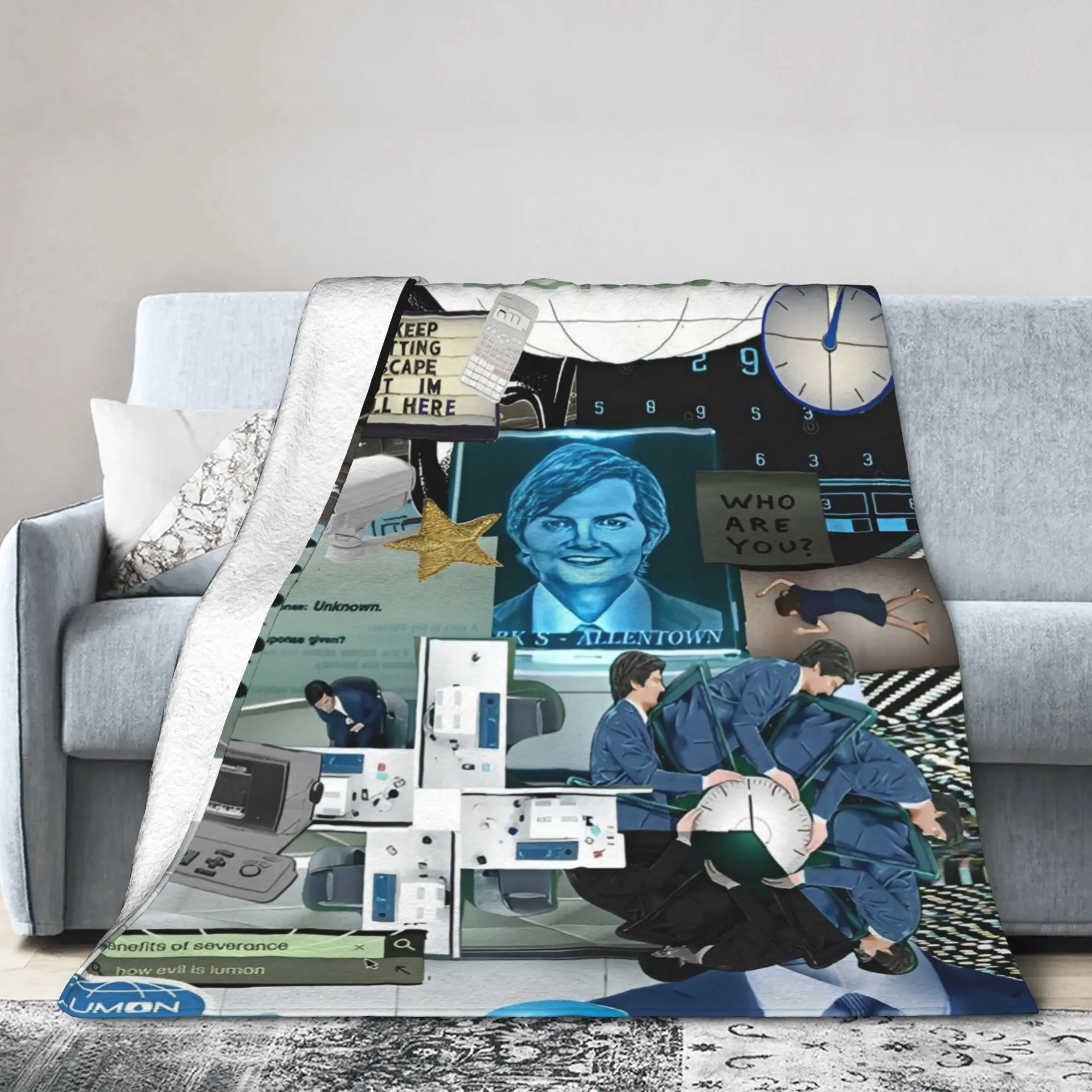 Severance Macro Data Refinement Plush Blanket Lumon MDR Funny Throw Blanket for Bedspread 200x150cm Lightweight
