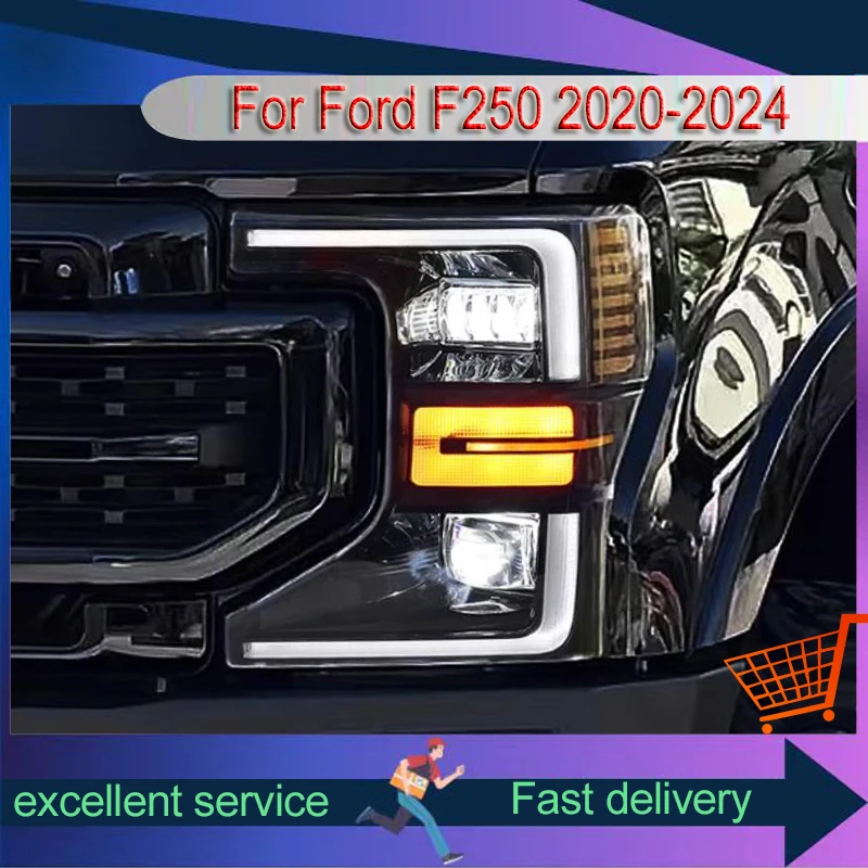 A Pair of Car Stuff Modified For Ford F250 2020-2024 New Style Front Light DRL Head Lamp Full LED Plug And Play Tool Accessories