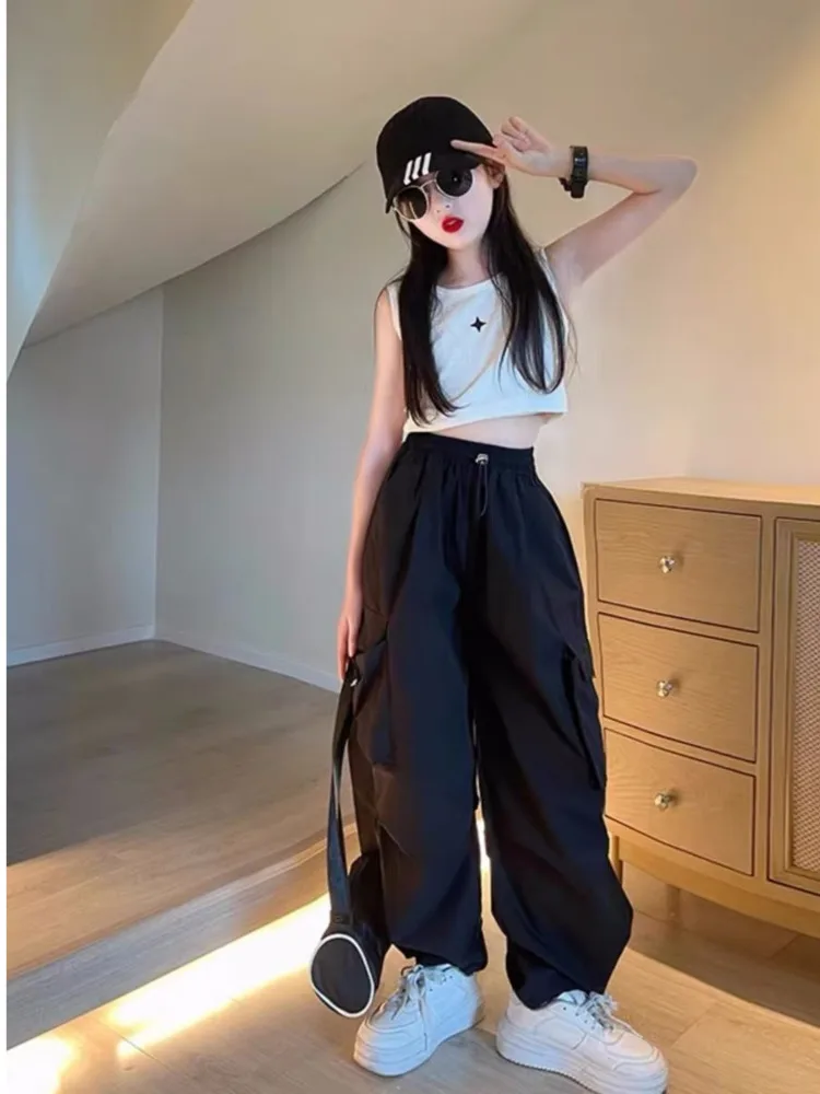 Girls' Workwear Pants Autumn New Korean Version Of Children's Fashionable Casual Pants Trendy Wide Leg Pants For Big Boys