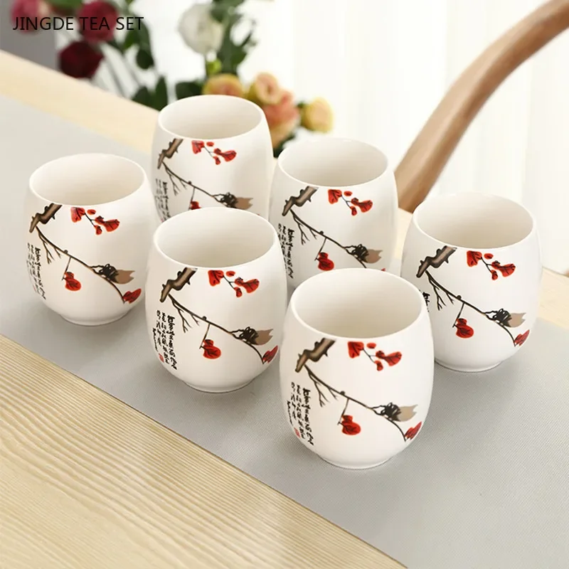 1pc Chinese Ceramic Tea Cup Handmade White Porcelain Teacups Coffee Mug cup Master Tea Set Accessories Household drinkware